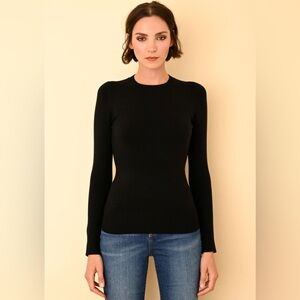 Joostricot Black Peachskin EcoMerino Wool Long Sleeve Crew Neck Sweater Size XS